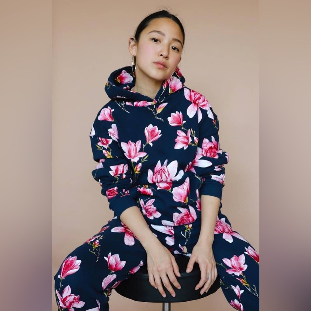 The Hundreds Jennifer Navy and Pink Floral Lotus Hoodie SKATER GIRL Streetwear